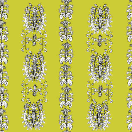Seamless pattern with interesting doodles on colorfil background. Raster illustration.の写真素材