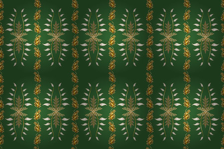 Seamless pattern with interesting doodles on colorfil background. Pano. Raster illustration.の写真素材