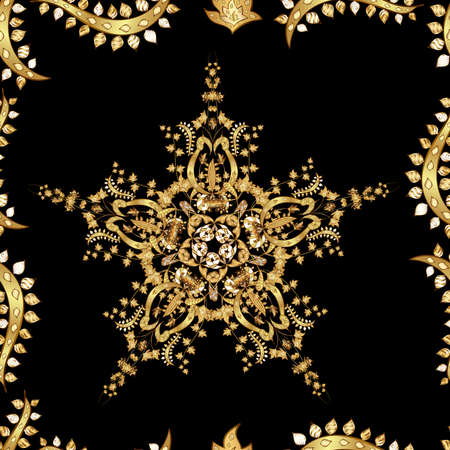 Seamless pattern with interesting doodles on colorfil background. Raster illustration.の写真素材