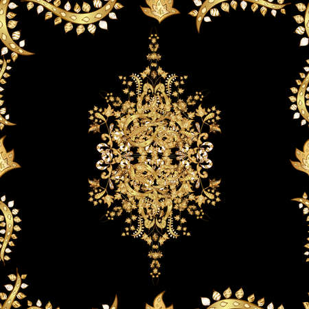 Seamless pattern with interesting doodles on colorfil background. Raster illustration.の写真素材