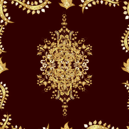 Seamless pattern with interesting doodles on colorfil background. Raster illustration.の写真素材