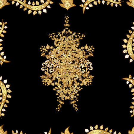 Seamless pattern with interesting doodles on colorfil background. Raster illustration.の写真素材