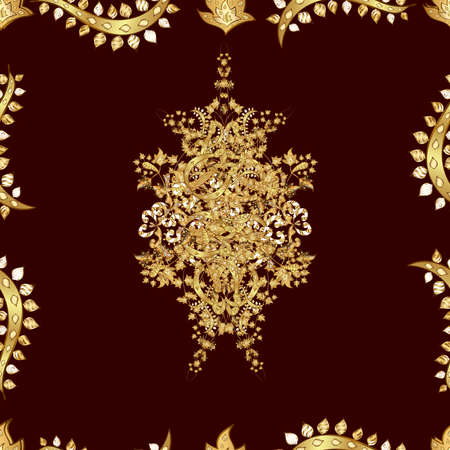 Seamless pattern with interesting doodles on colorfil background. Raster illustration.の写真素材