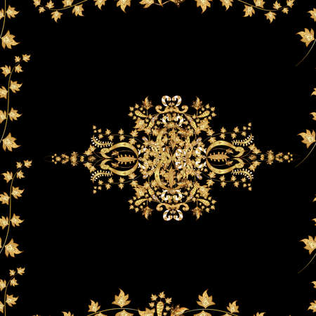Seamless pattern with interesting doodles on colorfil background. Raster illustration.の写真素材