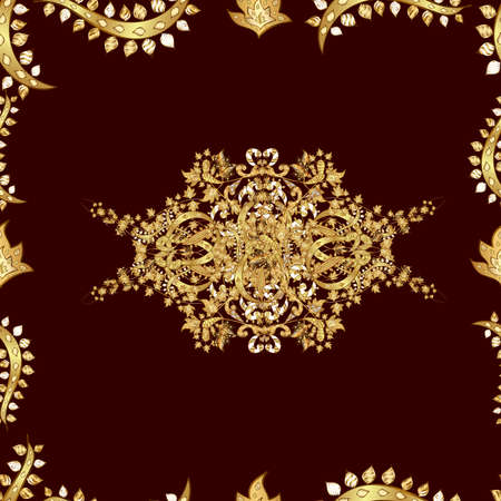 Seamless pattern with interesting doodles on colorfil background. Raster illustration.の写真素材