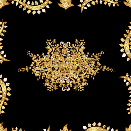 Seamless pattern with interesting doodles on colorfil background. Raster illustration.の写真素材