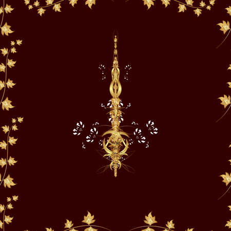 Seamless pattern with interesting doodles on colorfil background. Raster illustration.の写真素材