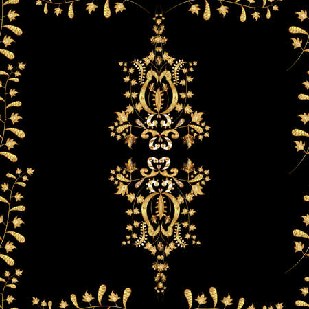 Seamless pattern with interesting doodles on colorfil background. Raster illustration.の写真素材