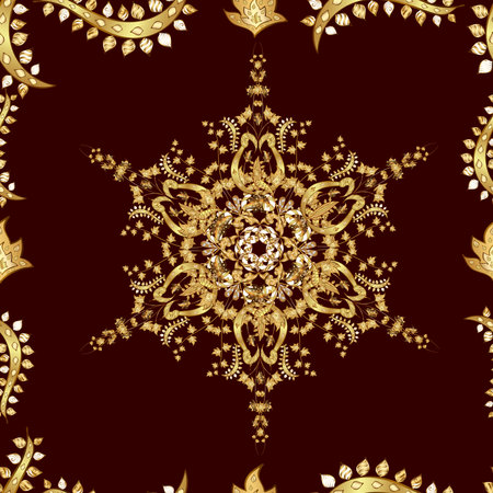Seamless pattern with interesting doodles on colorfil background. Raster illustration.の写真素材