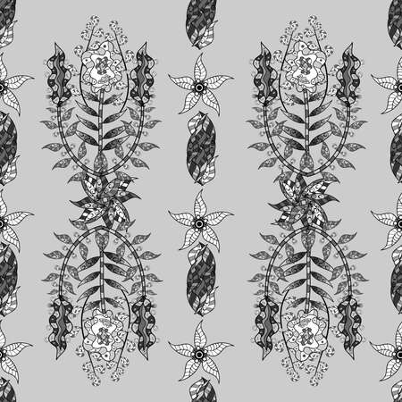 seamless texture on colorful background with doodles floral elements. Raster picture.の写真素材
