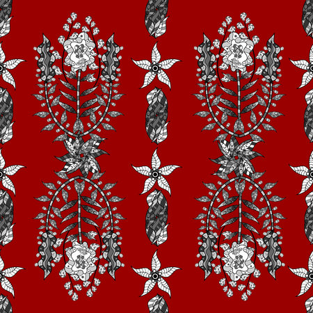 seamless texture on colorful background with doodles floral elements. Raster picture.の写真素材