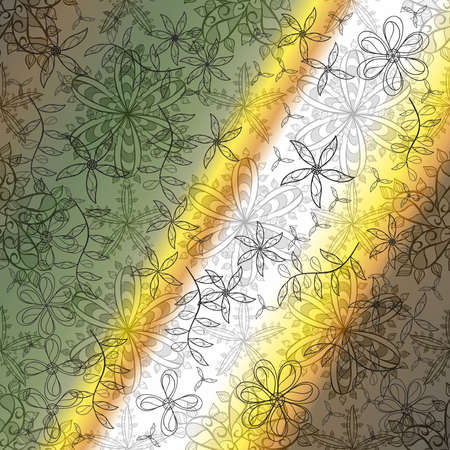 Pattern with interesting doodles on colorfil background. Raster illustration.の写真素材