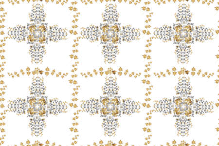 Seamless pattern with interesting doodles on colorfil background. Pano. Raster illustration.の写真素材