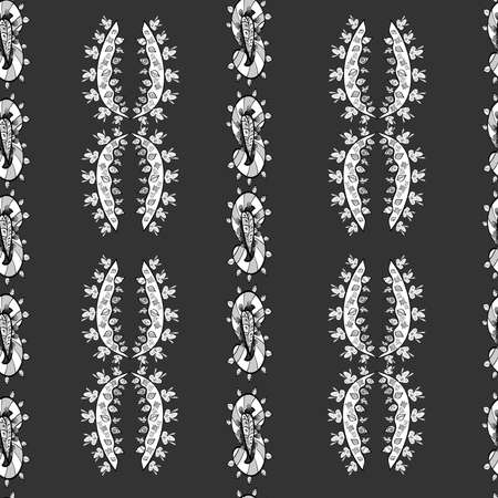Seamless pattern with interesting doodles on colorfil background. Raster illustration.の写真素材