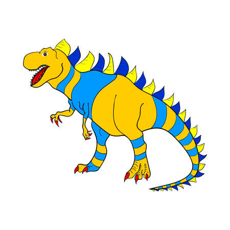 Isolated pattern with dinosaurs. Colored lizard-like dinosaurs for packaging or clothing. Saurischian dinosaurs. Raster.の写真素材