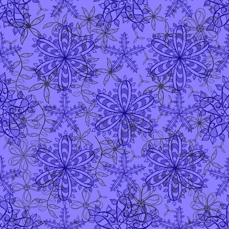 Pattern with interesting doodles on colorfil background. Raster illustration. Seamless background.の写真素材