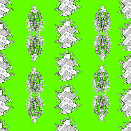 seamless pattern with white floral doodles on colorful background. Raster illustration.の写真素材
