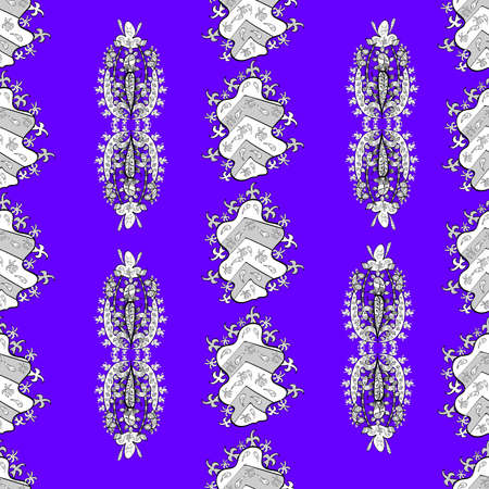 seamless pattern with white floral doodles on colorful background. Raster illustration.の写真素材