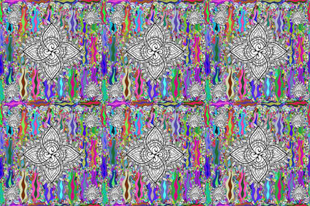 seamless doodles coloful doodles mixed pattern. Interesting design style. Paster picture. Pano illustration.の写真素材