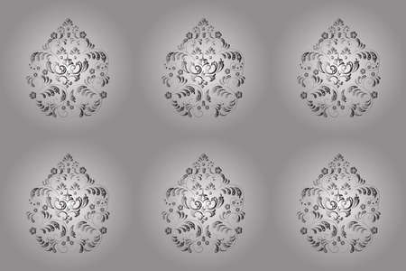 Seamless pattern with interesting doodles on colorful background. Pano. Raster illustration.の写真素材