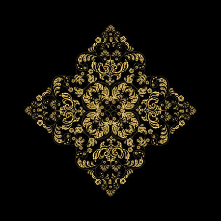 golden doodles on dark black background on snowflakes style. Raster.の写真素材