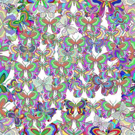 seamless pattern with colorful doodles on background. Raster picture.の写真素材