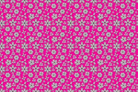 seamless pano raster pattern with white doodles flowersの写真素材