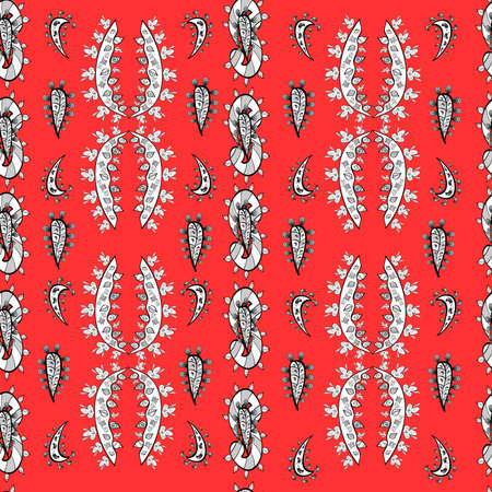 Seamless pattern with interesting doodles on colorful background. Pano. Raster illustration.の写真素材