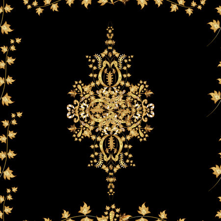 Seamless pattern with interesting doodles on colorful background. Raster illustration.の写真素材