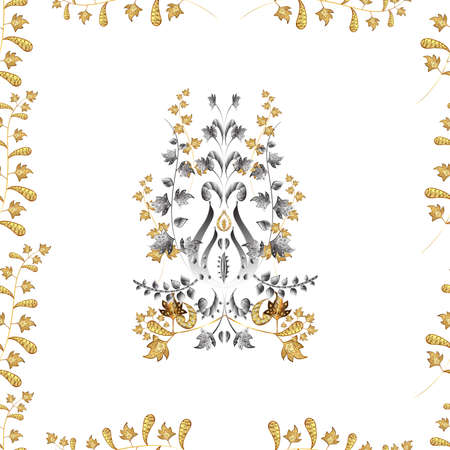 Seamless pattern with interesting doodles on colorfil background. Raster illustration.の写真素材