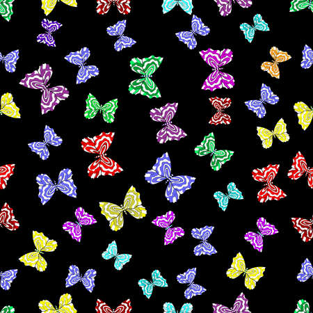 Seamless pattern with interesting doodles on colorfil background. Raster illustration.の写真素材