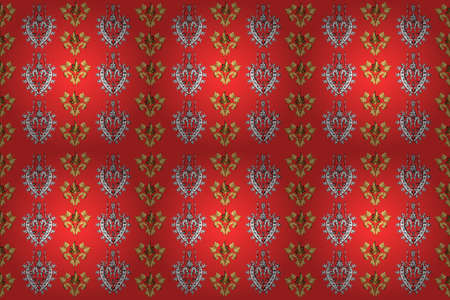 Seamless pattern with interesting doodles on colorfil background. Pano. Raster illustration.の写真素材
