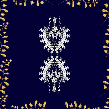 Seamless pattern with interesting doodles on colorfil background. Raster illustration.の写真素材
