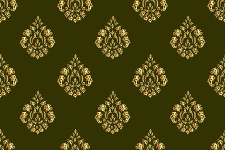 seamless raster pano pattern with vintage golden elementsの写真素材