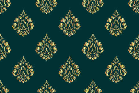 seamless raster pano pattern with vintage golden elementsの写真素材