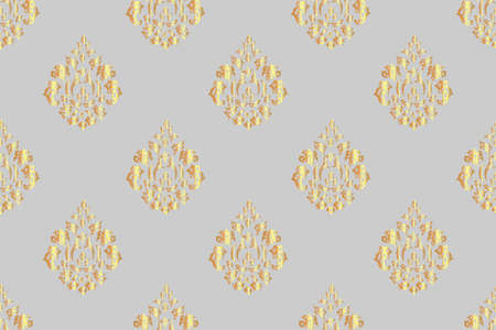 seamless raster pano pattern with vintage golden elementsの写真素材