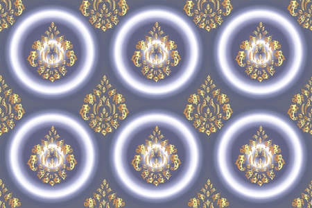 seamless raster pano pattern with vintage golden elementsの写真素材
