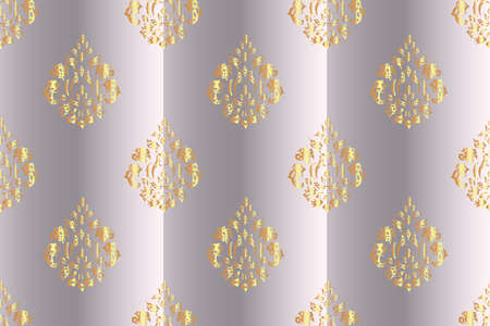 seamless raster pano pattern with vintage golden elementsの写真素材