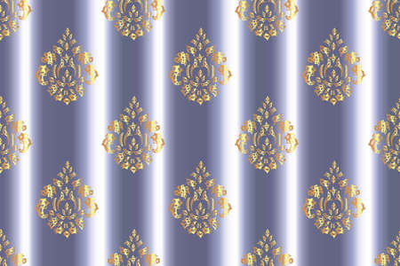 seamless raster pano pattern with vintage golden elementsの写真素材