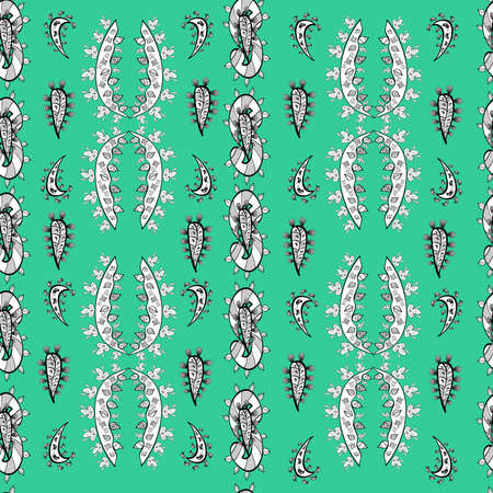 Seamless pattern with interesting doodles on colorfil background. Raster illustration.の写真素材