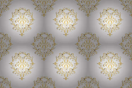 Seamless pattern with interesting doodles on colorfil background. Pano. Raster illustration.の写真素材