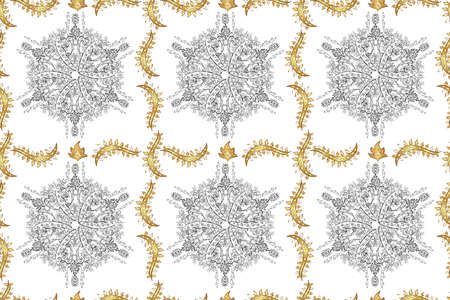 Seamless pattern with interesting doodles on colorfil background. Pano. Raster illustration.の写真素材
