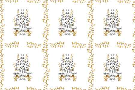 Seamless pattern with interesting doodles on colorfil background. Pano. Raster illustration.の写真素材