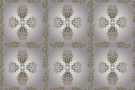 Seamless pattern with interesting doodles on colorfil background. Pano. Raster illustration.の写真素材