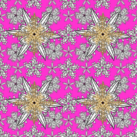 Seamless pattern with interesting doodles on colorfil background. Raster illustration.の写真素材