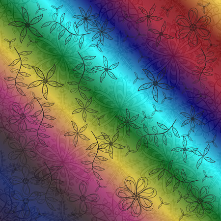 pattern with floral elements and interesting doodlesの写真素材