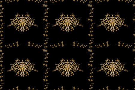 Seamless pattern with interesting doodles on colorfil background. Pano.の写真素材