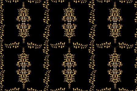 Seamless pattern with interesting doodles on colorfil background. Pano.の写真素材