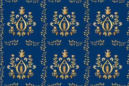 seamless pattern with golden vintage golden elementsの写真素材
