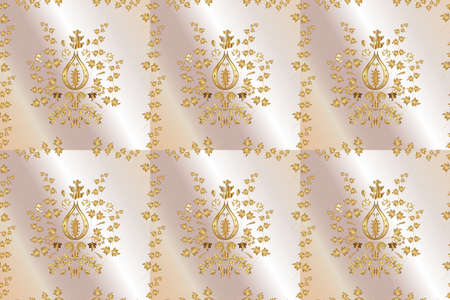 seamless pattern with golden vintage golden elementsの写真素材